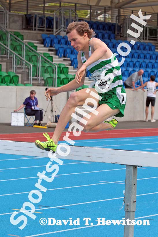 Ryan McKinlay winner of the steeplechase at the Scottish Championships, Scotstoun  Stadium, Glasgow.